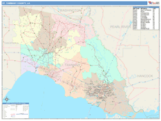 St. Tammany Parish (County), LA Digital Map Color Cast Style